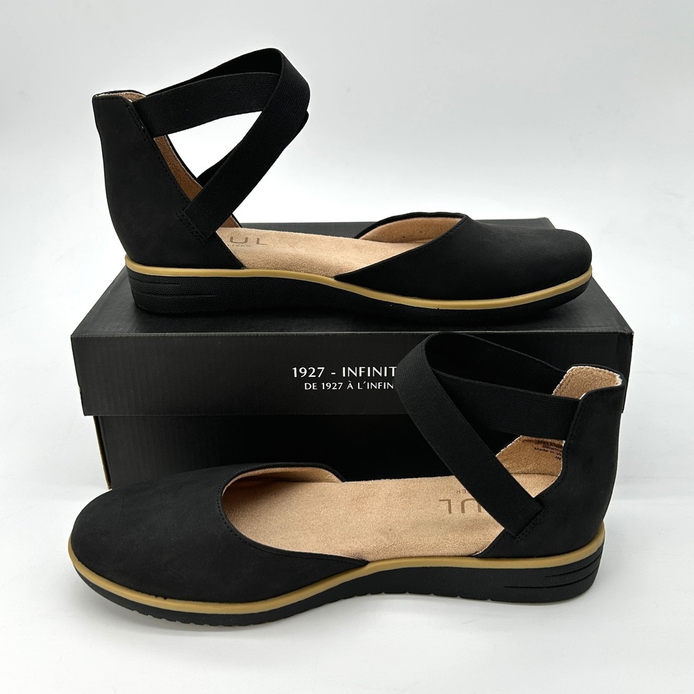 SOUL Naturalizer Intro Womens Flats Size 9 M Black Ankle Strap Low Wedge NEW - Picture 2 of 7